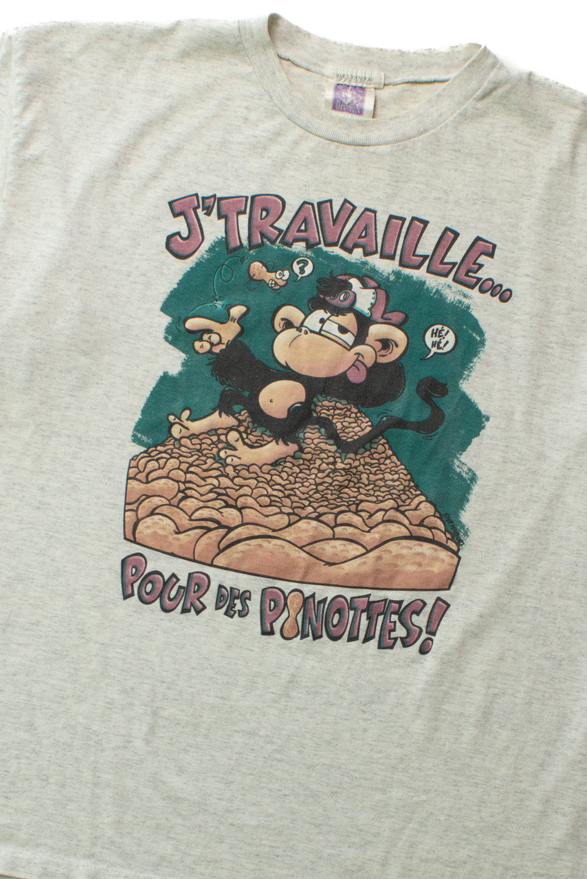 Vintage J'Travaille pour des Pinottes T-Shirt (1990s)