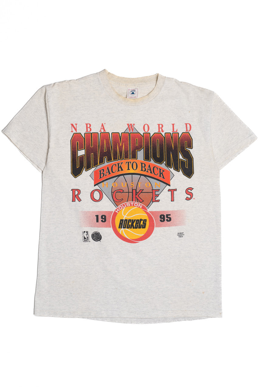 Vintage 1995 Houston Rockets "NBA World Champions Back To Back" T-Shirt
