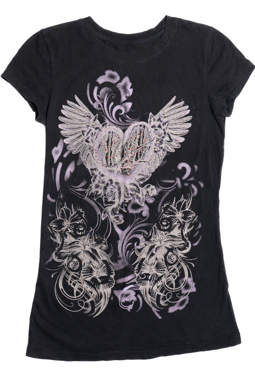 Rhinestone Heart Wings T-Shirt