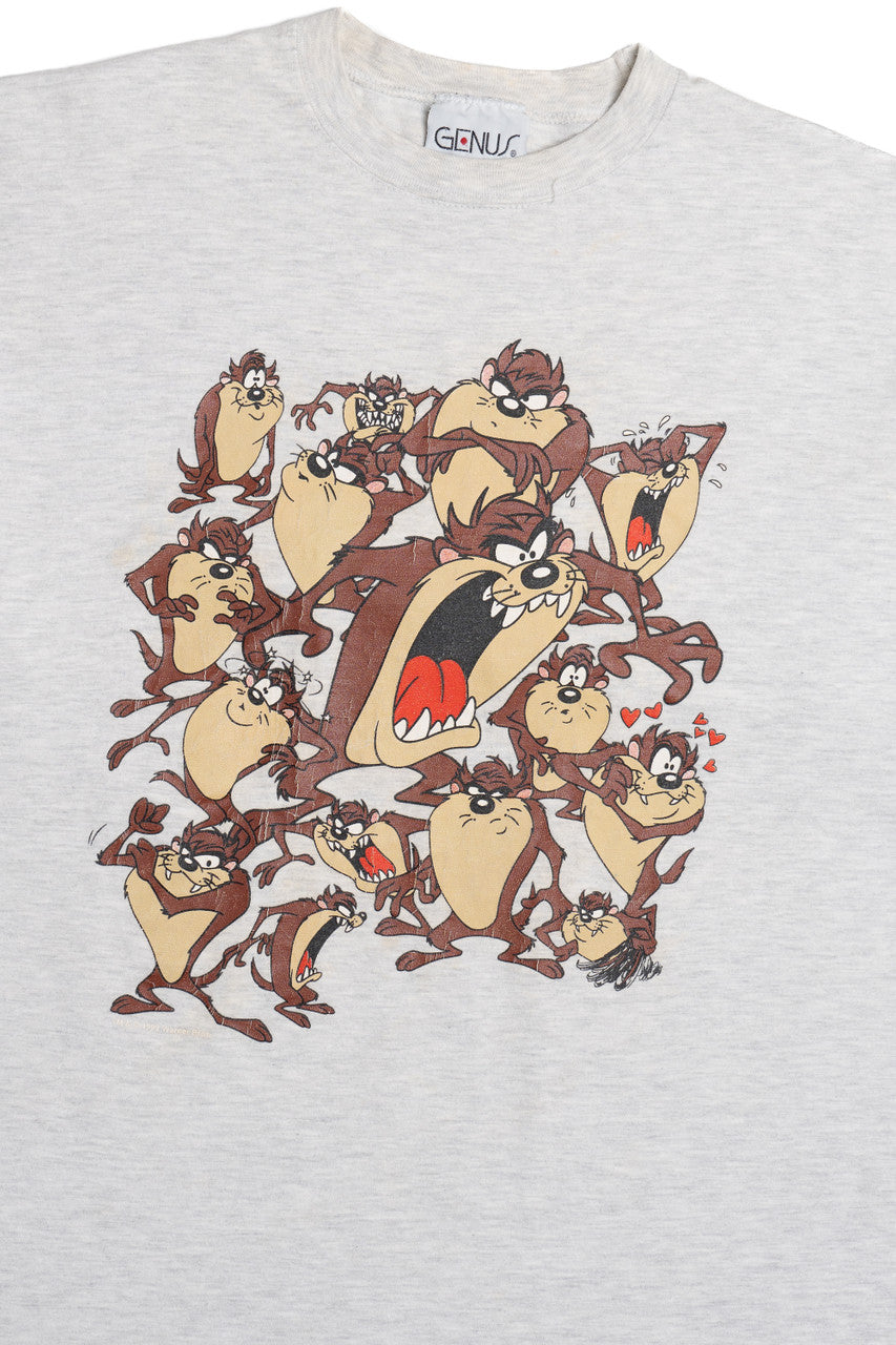 Vintage 1993 Taz Looney Tunes Collage Tasmanian Devil Heavyweight T-Shirt