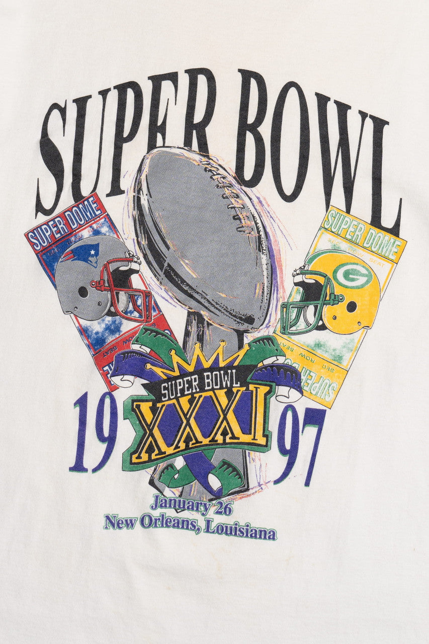 Vintage 1997 Super Bowl XXXI Packers Vs. Patriots T-Shirt