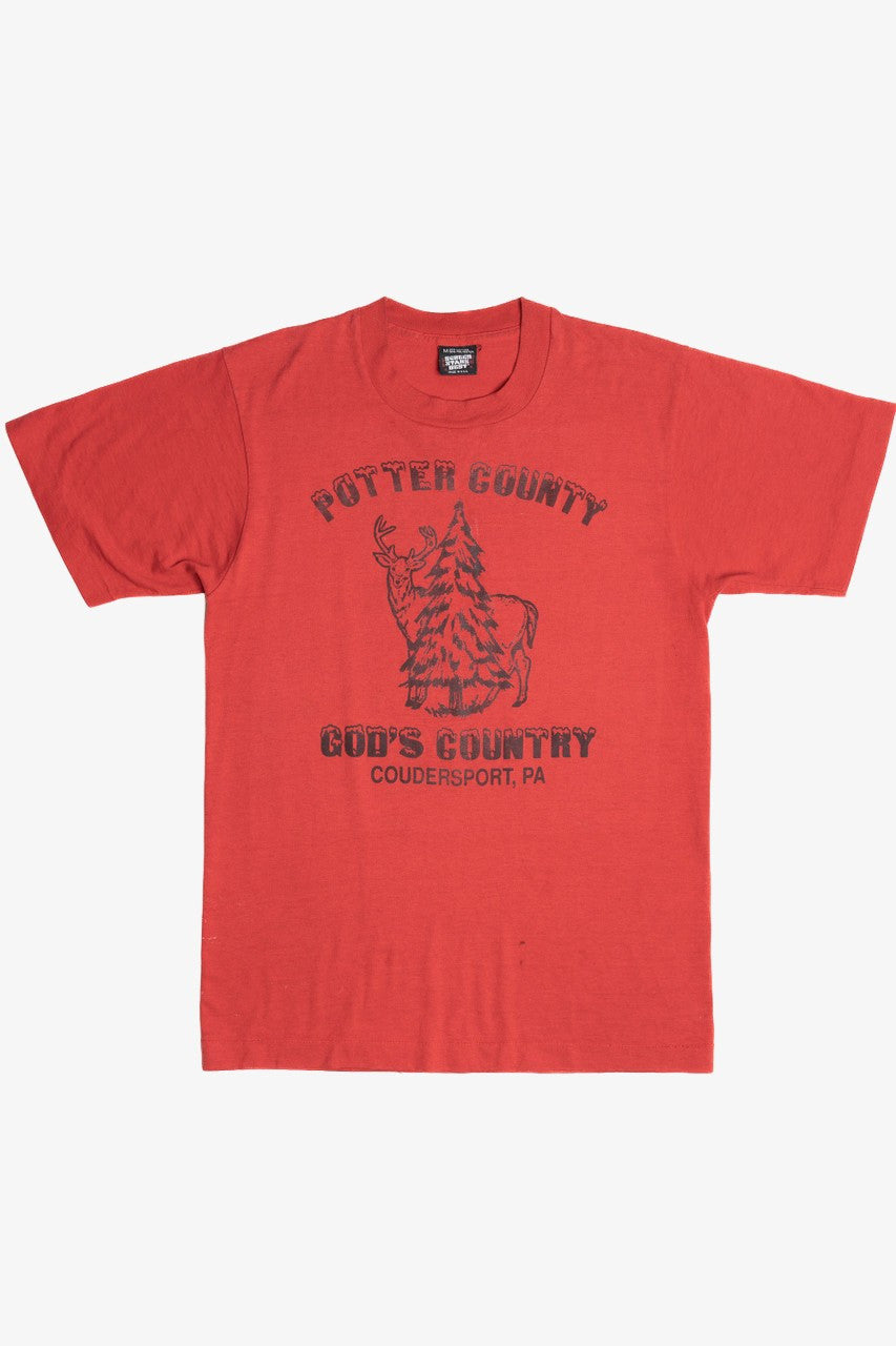 Vintage "Potter County God's Country" Deer & Pine Tree T-Shirt