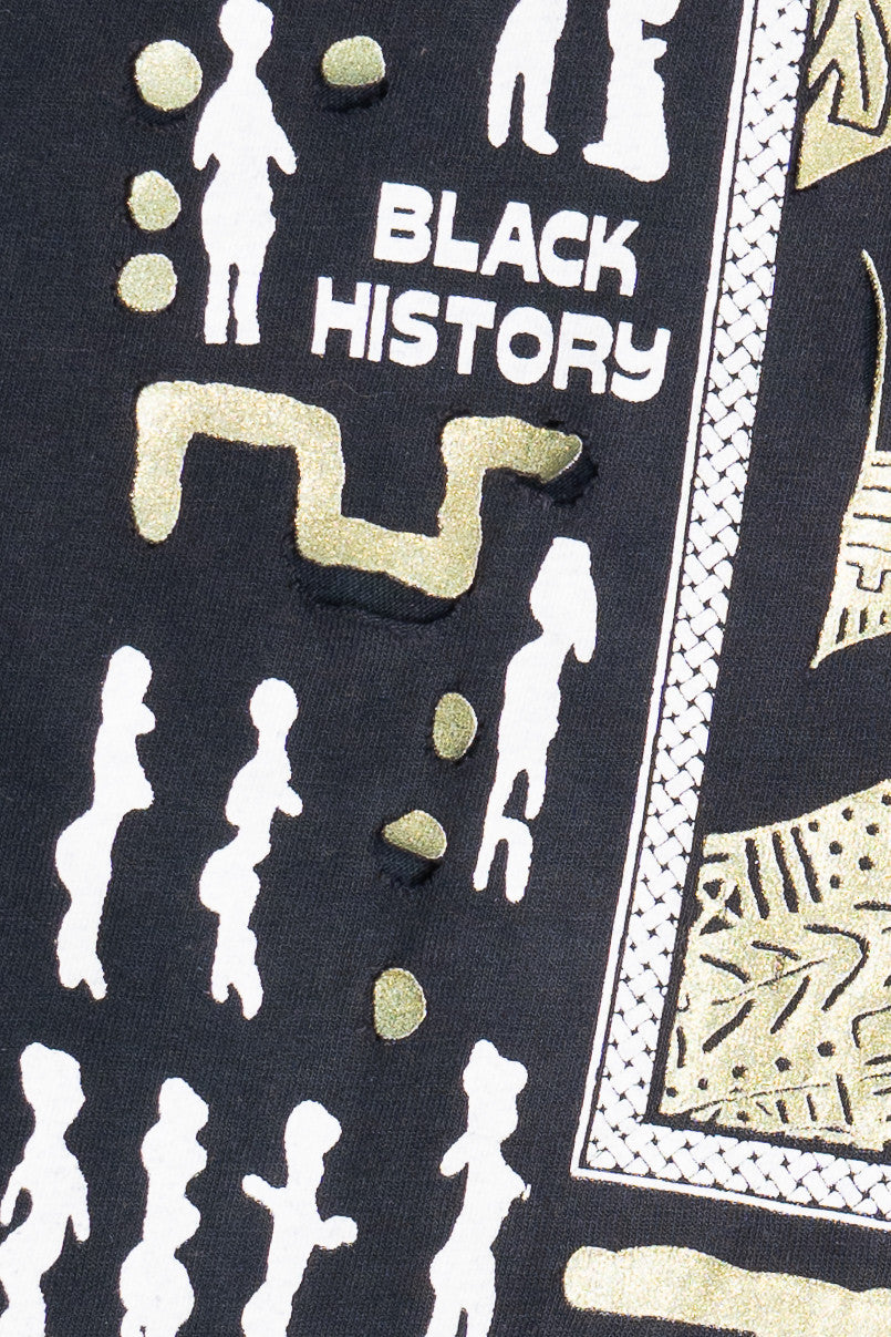 Vintage Distressed "Black History" Slogan Front/Back Print T-Shirt