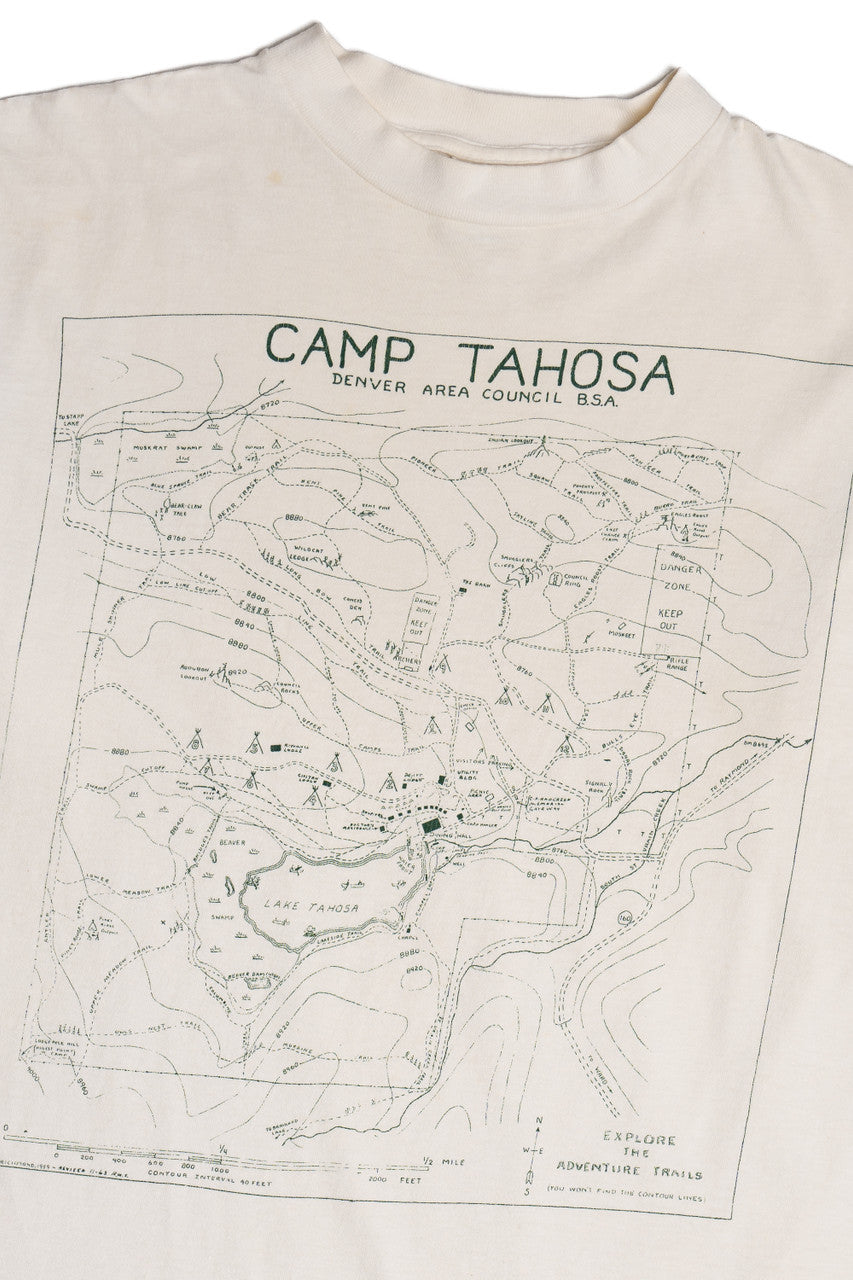 Vintage "Camp Tahosa" Denver Boy Scouts of America Topography Map T-Shirt