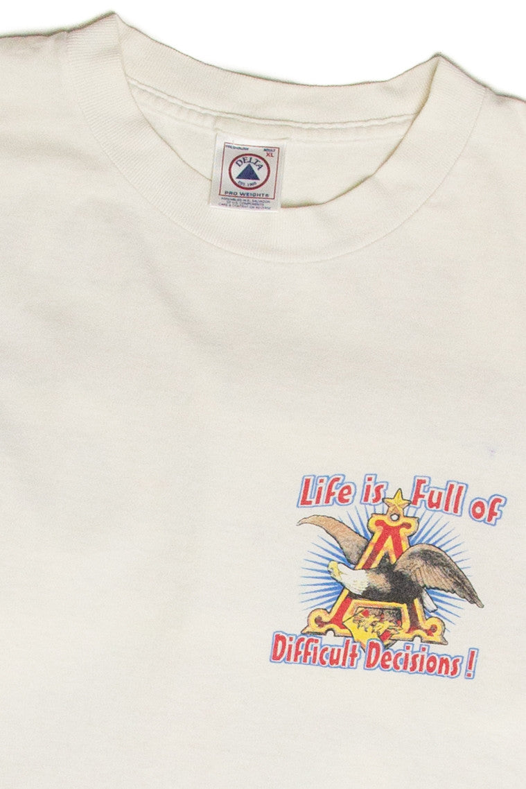 Vintage Anheuser-Busch Difficult Decisions T-Shirt (1990)