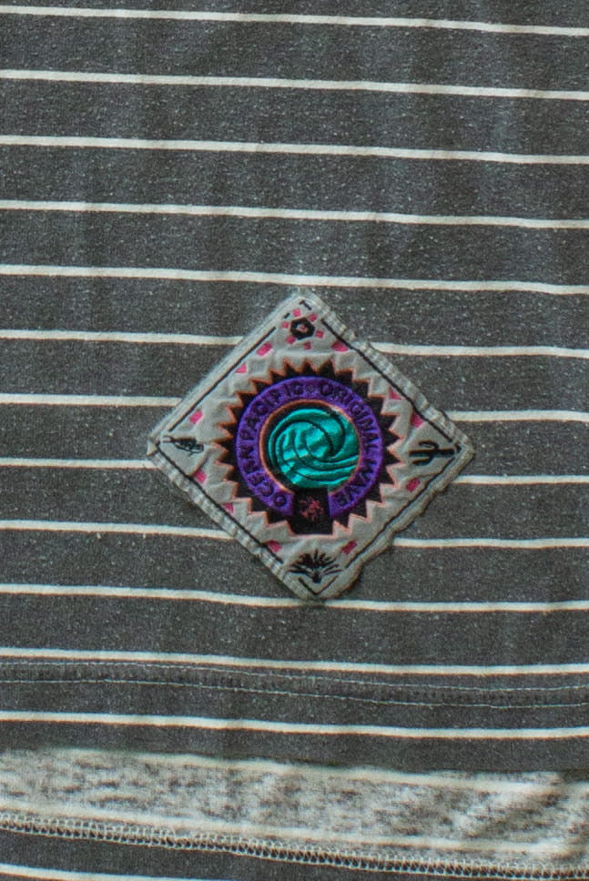 Vintage Gray Striped Ocean Pacific T-Shirt (1990s)