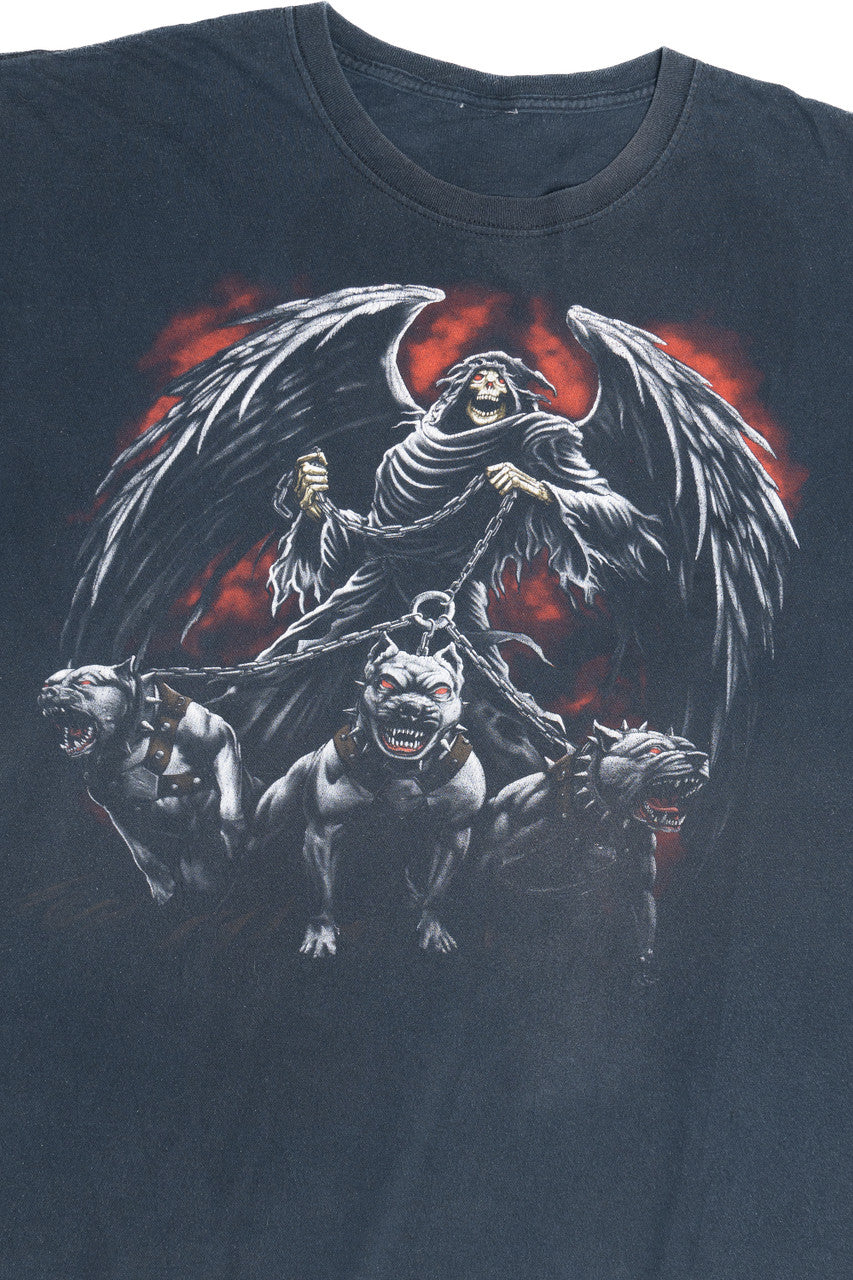 Vintage Skeleton Demon With Three Dogs T-Shirt