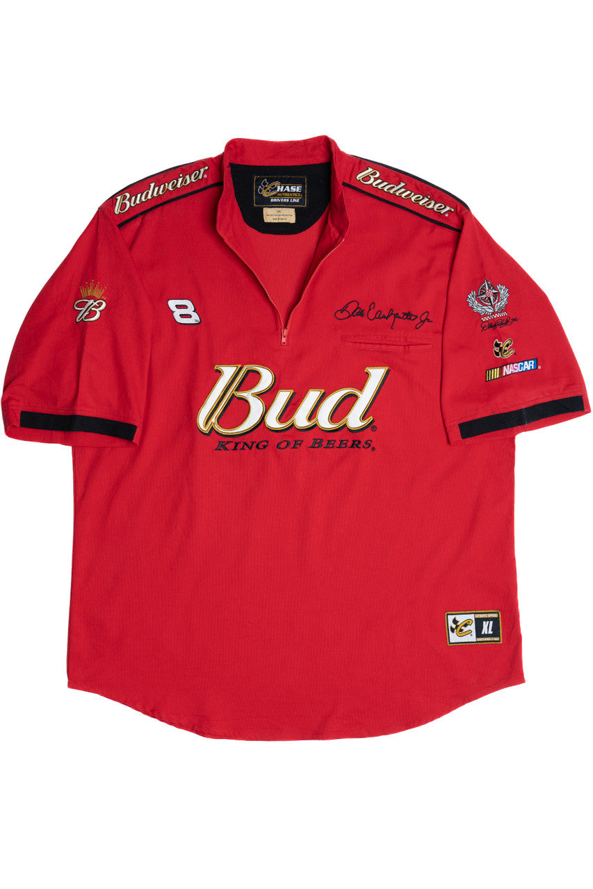 NASCAR Budweiser Dale Earnhardt Jr. Embroidered Quarter Zip Racing T-Shirt