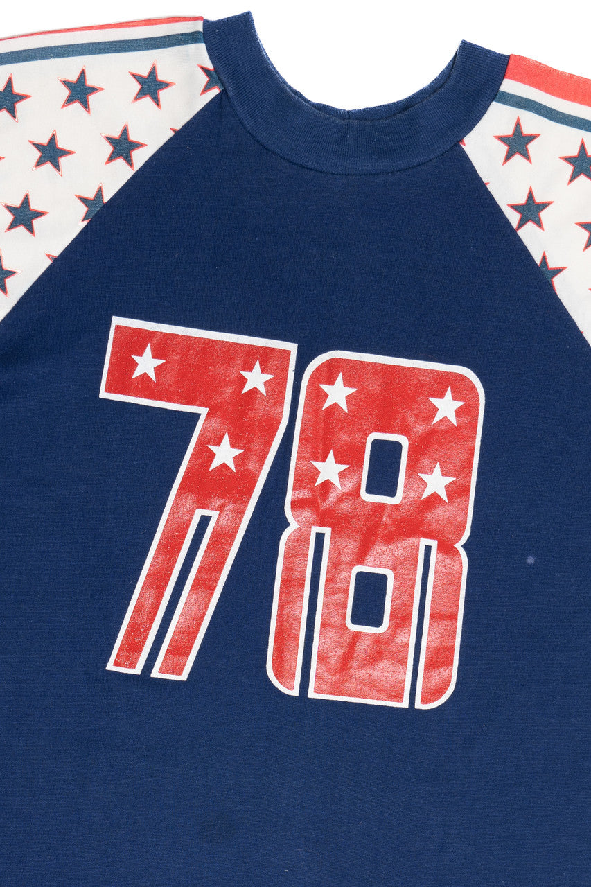Vintage "78" Americana Stars And Stripes Velva Sheen T-Shirt (1970s)