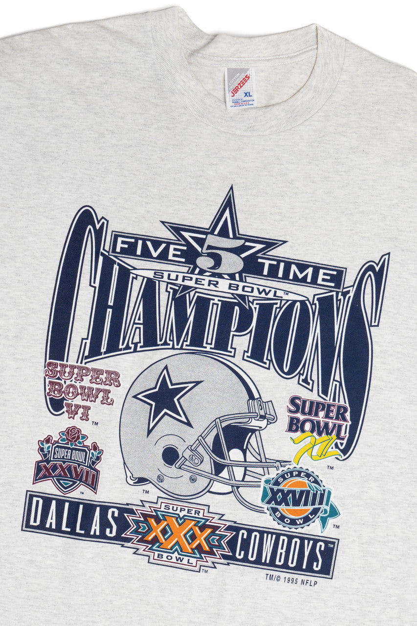 Vintage 1995 "Five Time Super Bowl Champions" Dallas Cowboys T-Shirt (1990s)