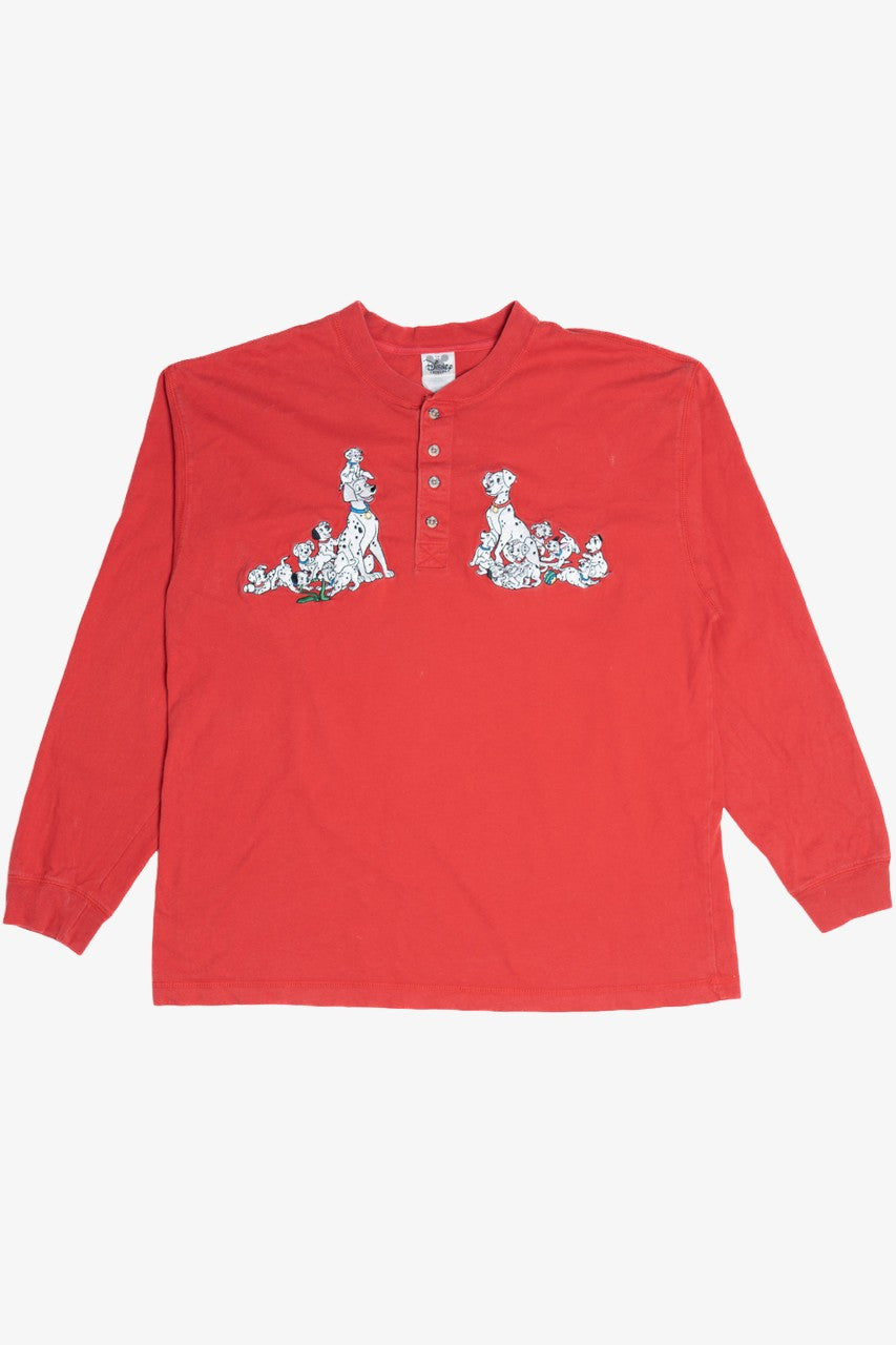Vintage 101 Dalmatians Embroidered Long Sleeve Henley T-Shirt (1990s)