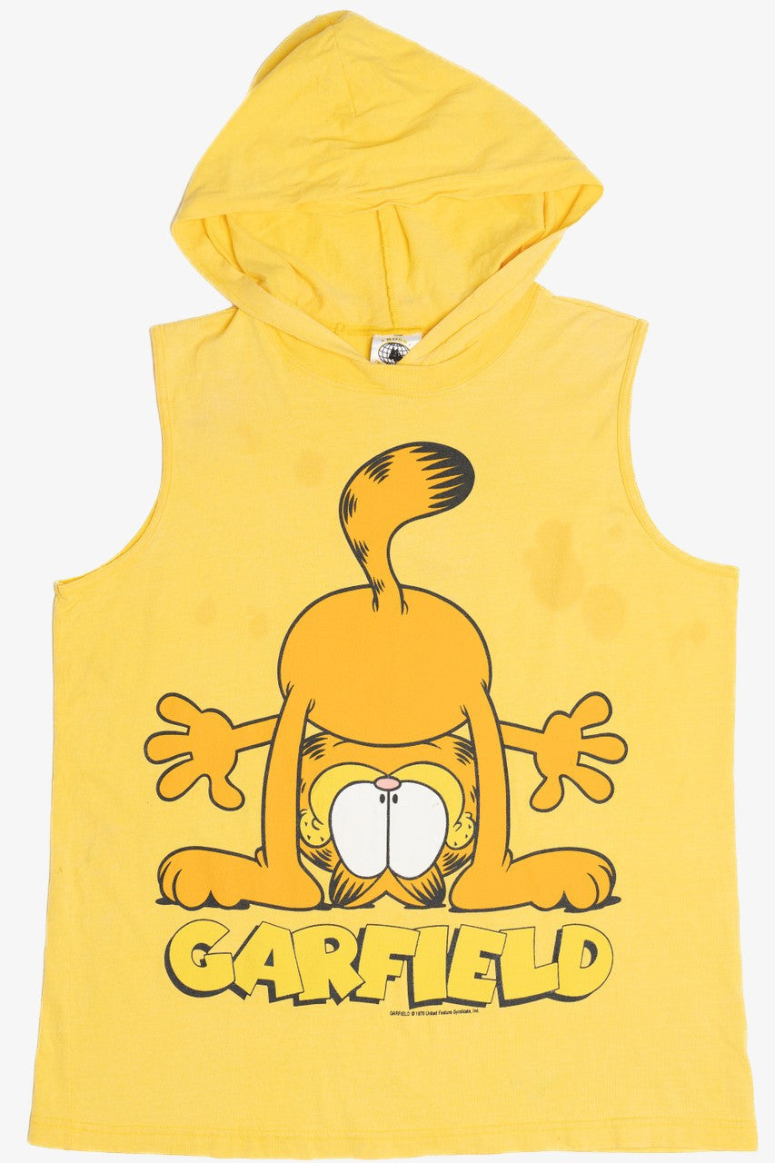 Vintage Upside Down "Garfield" Front/Back Print Hoodie T-Shirt