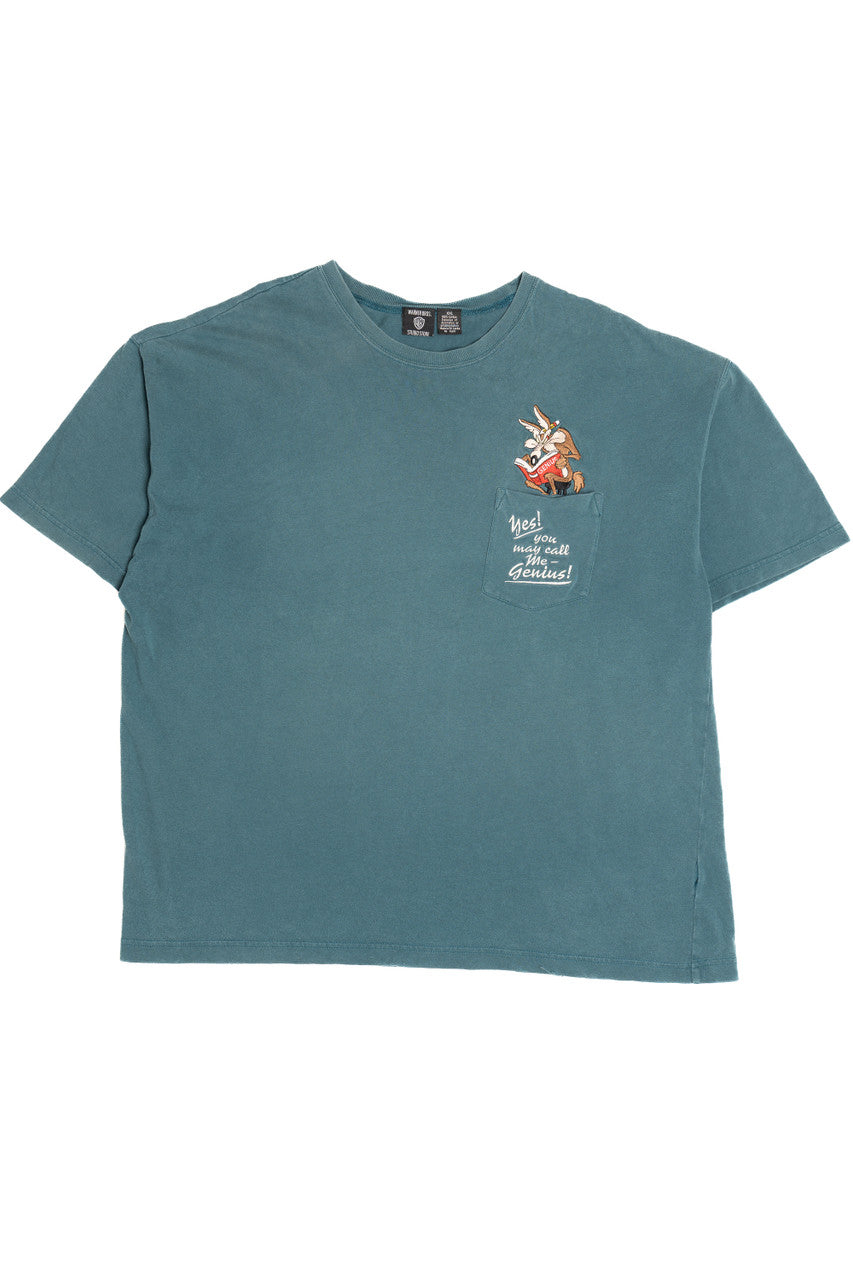 Vintage Wile E. Coyote "Yes You May Call Me Genius" Embroidered Looney Tunes Pocket T-Shirt
