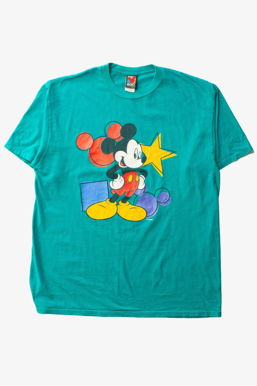 Vintage Teal Mickey Mouse Shapes T-Shirt (1990s)