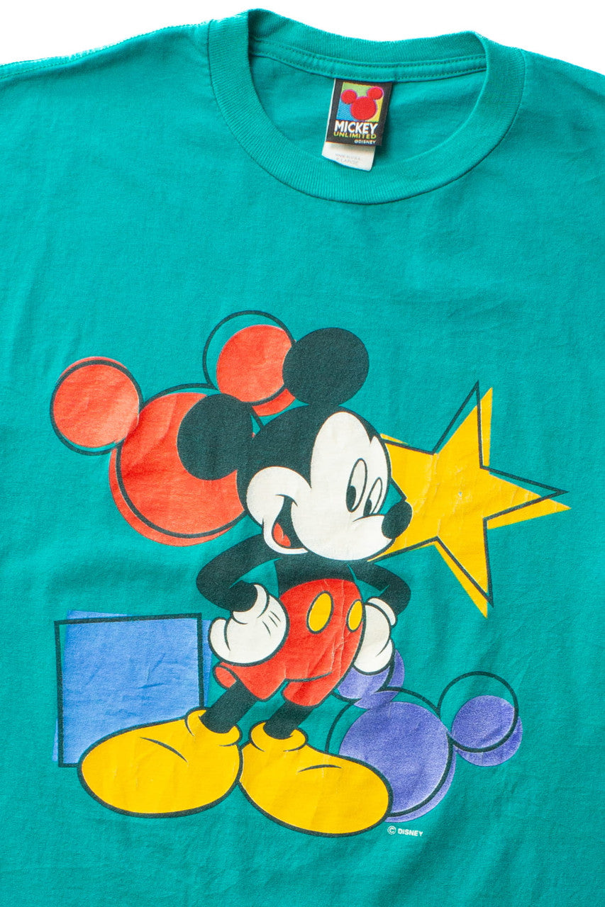Vintage Teal Mickey Mouse Shapes T-Shirt (1990s)
