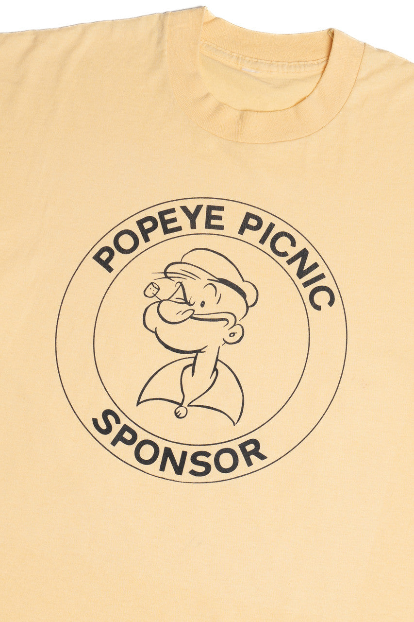 Vintage "Popeye Picnic Sponsor" Popeye Cartoon T-Shirt (1990s)