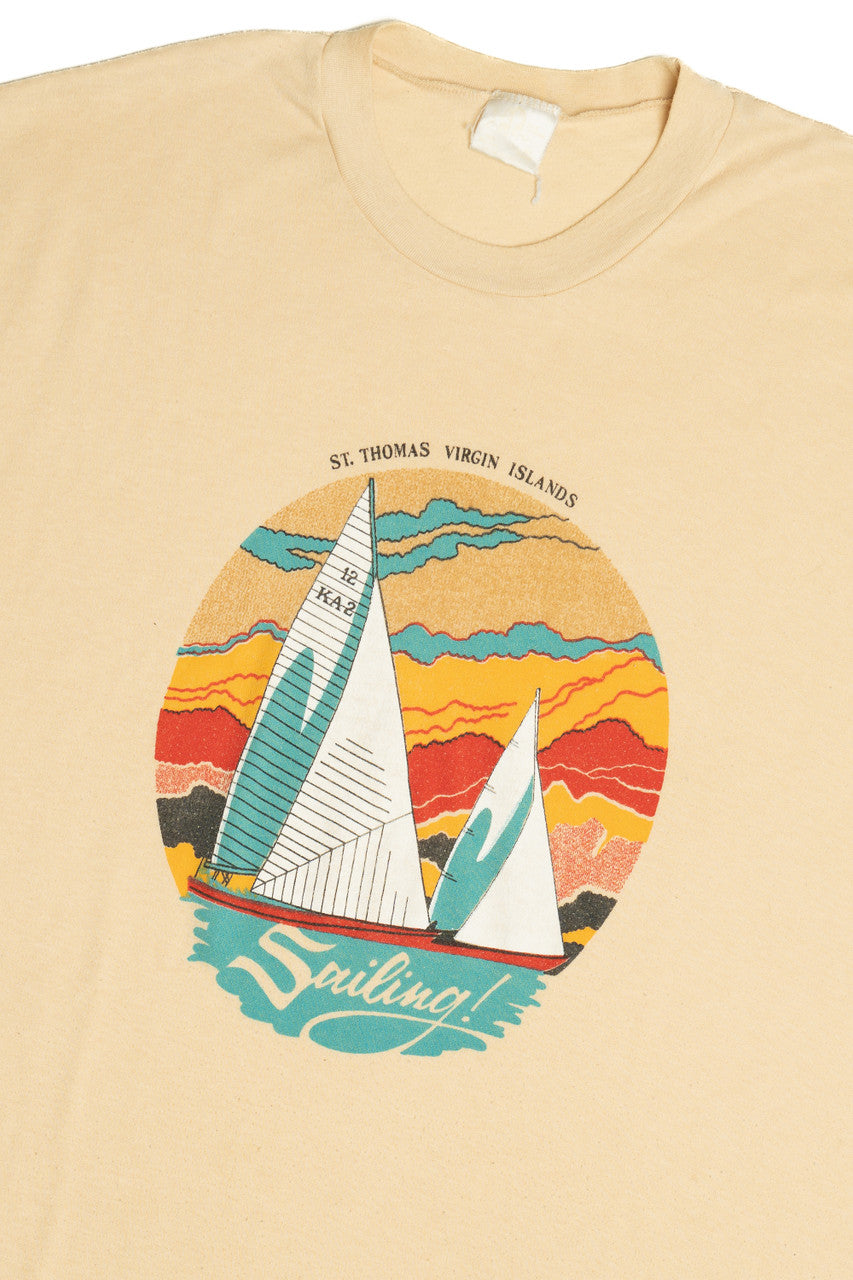 Vintage "Sailing!" St. Thomas Virgin Islands Sailboat Single Stitch T-Shirt