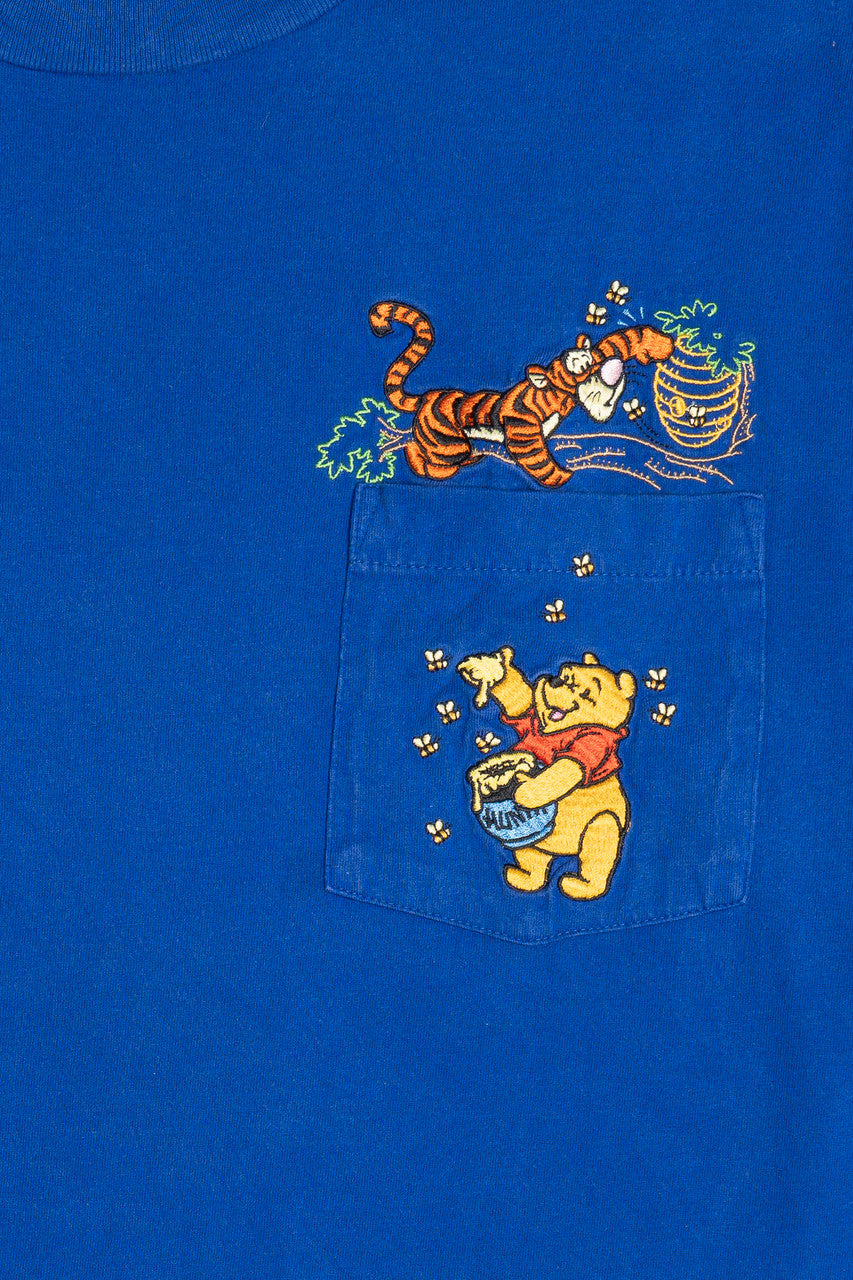 Vintage Winnie The Pooh & Tigger Honey Bees Embroidered Pocket T-Shirt (2000s)