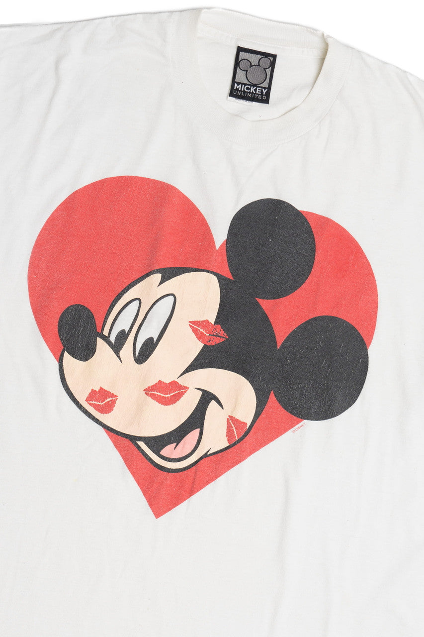 Vintage Mickey Mouse Kisses Heart Mickey Unlimited T-Shirt (1990s)