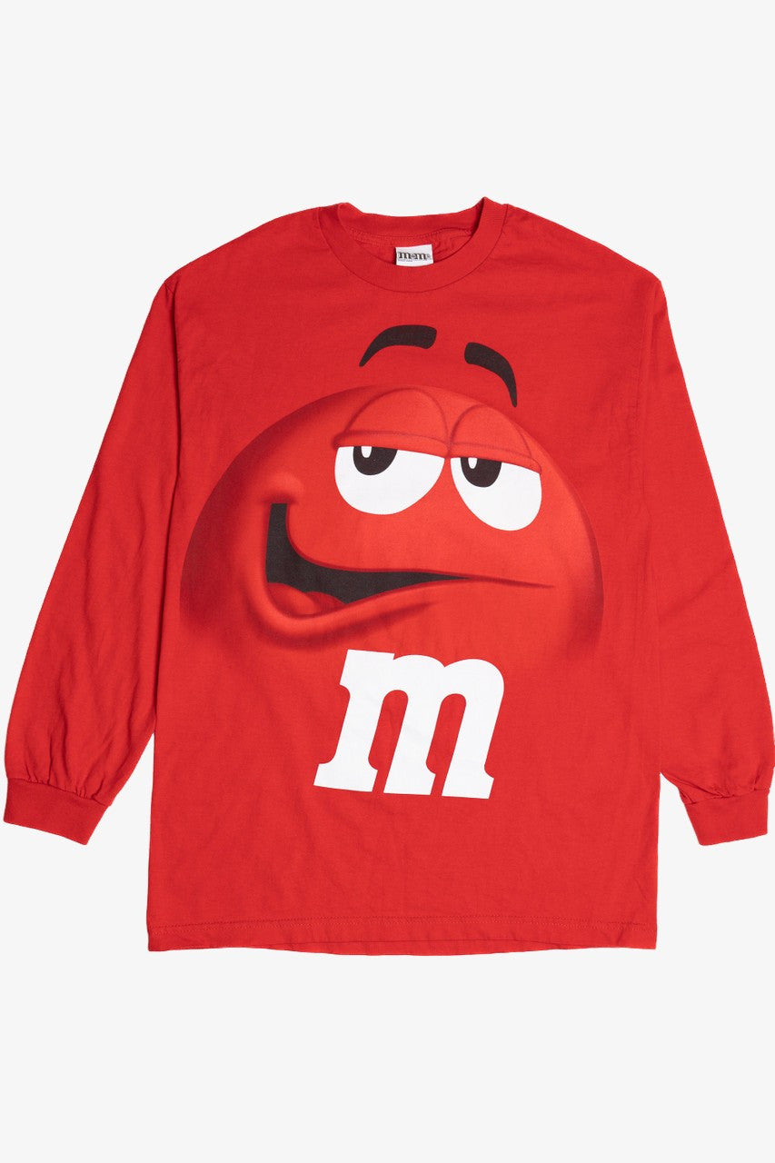 Red M&M Big Face M&Ms Brand Long Sleeve T-Shirt