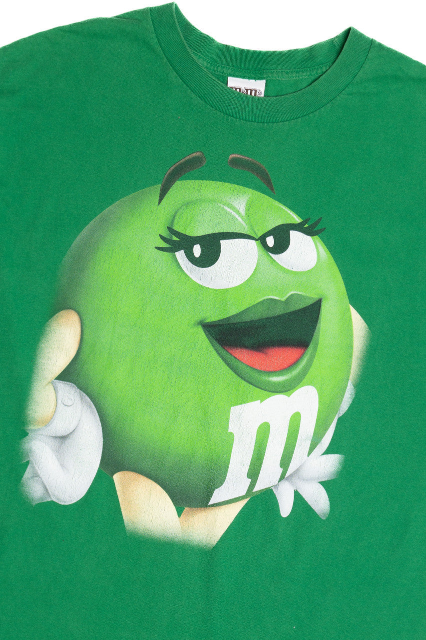 Green M&M Big Face M&Ms Brand T-Shirt