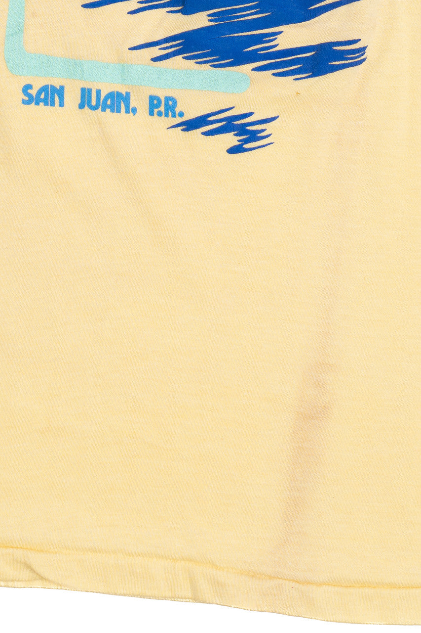 Vintage "San Juan, P.R." Sunset Sailing Embossed Print Single Stitch T-Shirt (1980s)
