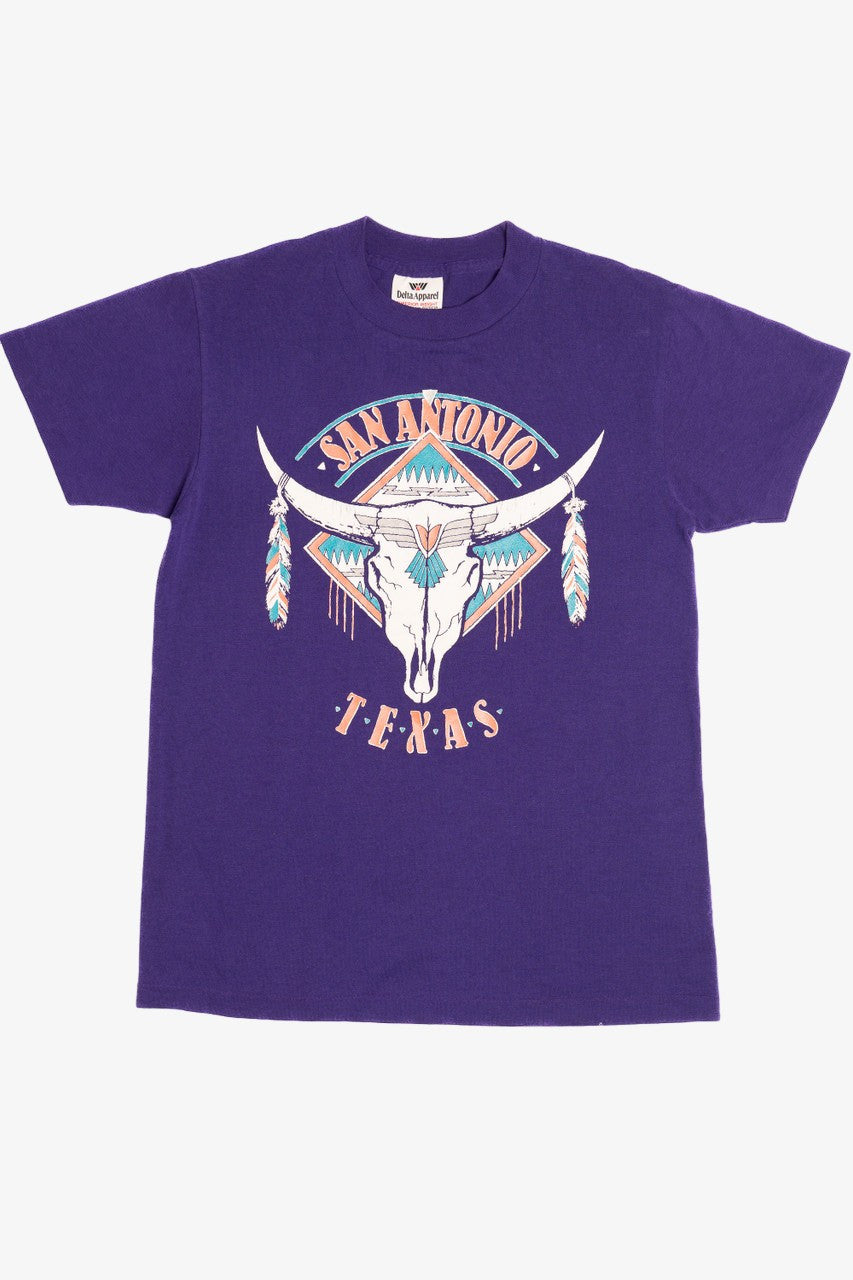 Vintage "San Antonio Texas" Western Bull Skull Single Stitch Paper Thin T-Shirt (1980s)