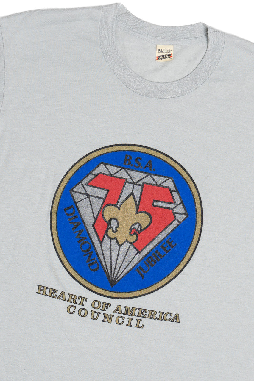 Vintage Boy Scouts of America "Diamond Jubilee" Paper Thin Single Stitch T-Shirt (1980s)
