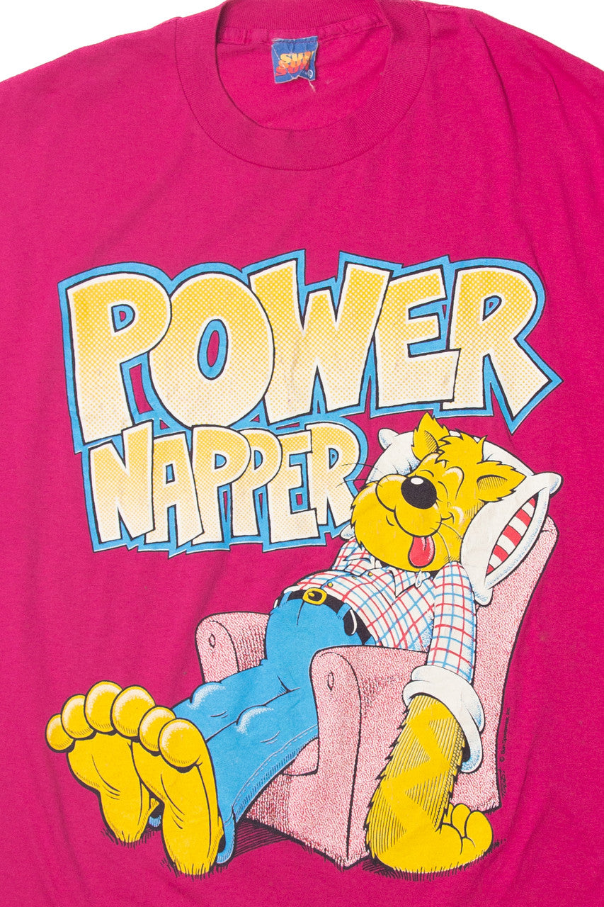Vintage "Power Napper" Funny T-Shirt