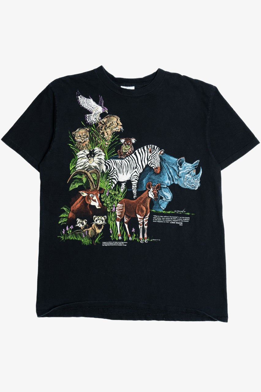 Vintage San Diego Zoo Chief Seattle Quote Animal T-Shirt