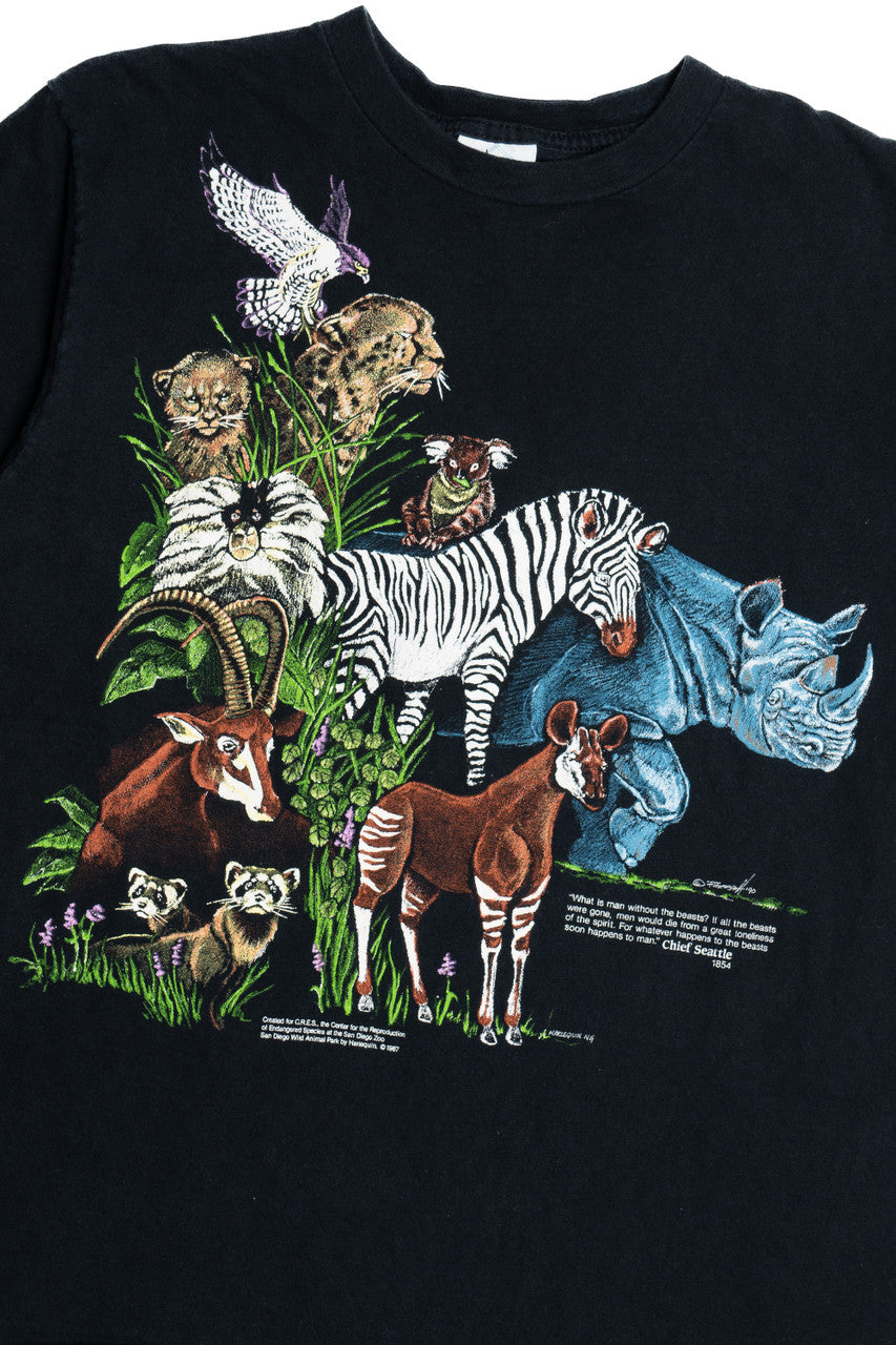 Vintage San Diego Zoo Chief Seattle Quote Animal T-Shirt