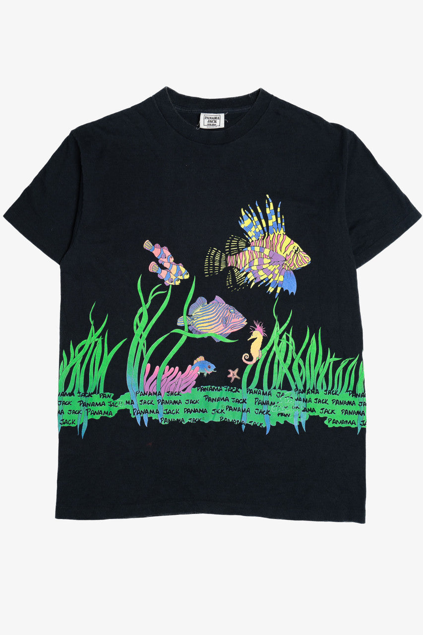 Vintage Aquatic Fish Panama Jack Wraparound Print T-Shirt (1990s)