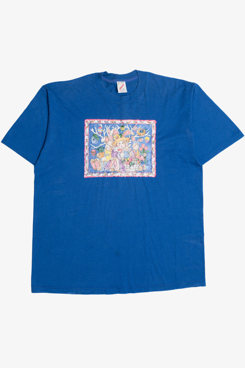 Vintage Easter Bunnies Puff Paint Embellished T-Shirt (1990s) 11942