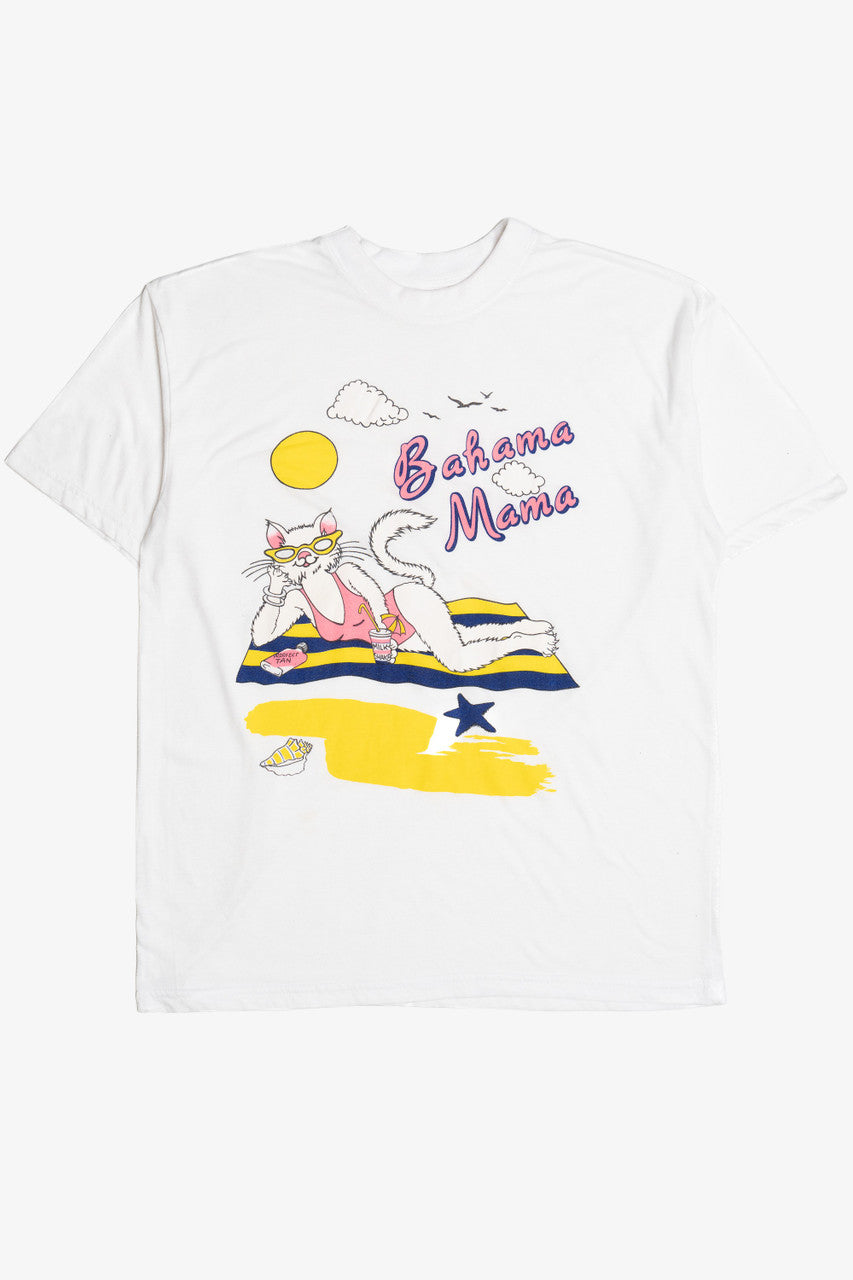 Vintage "Bahama Mama" Cat On The Beach T-Shirt (1990s)