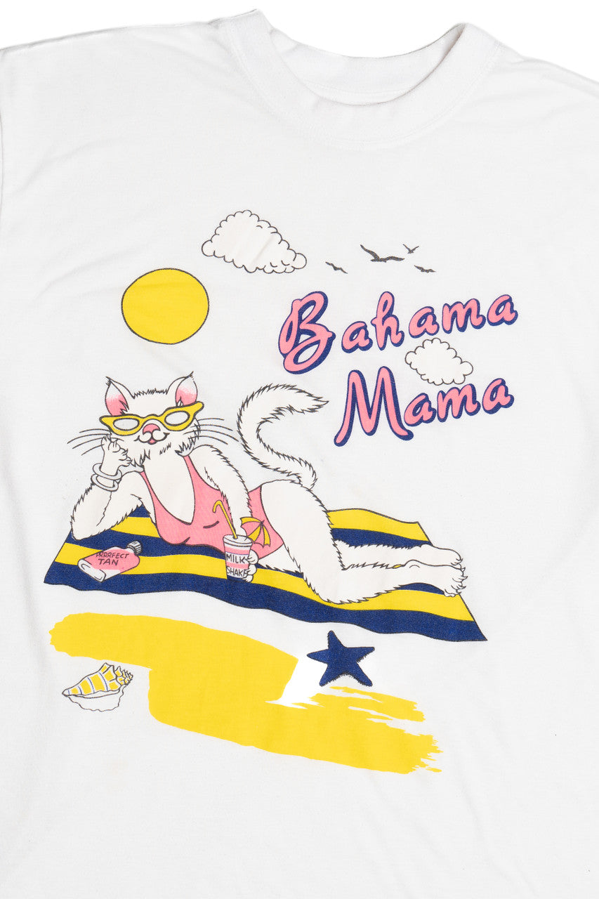Vintage "Bahama Mama" Cat On The Beach T-Shirt (1990s)
