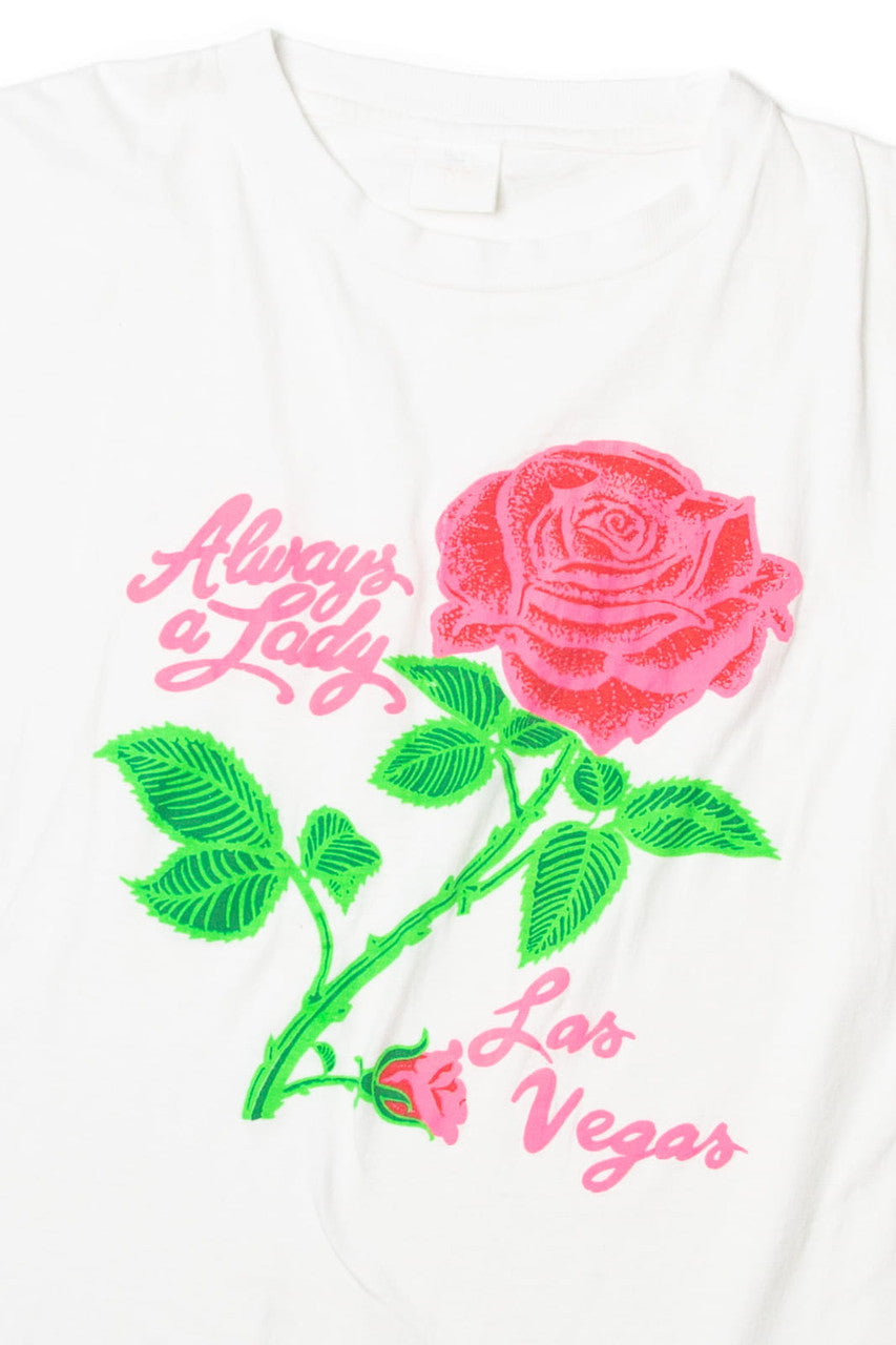 Vintage Tee Paradise "Always A Lady Las Vegas"" Pink Rose T-Shirt