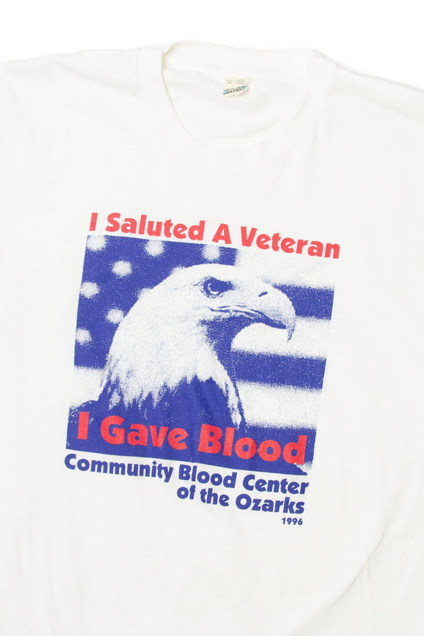 Vintage Screen Stars "I Saluted A Veteran I Gave Blood" T-Shirt (1990s)