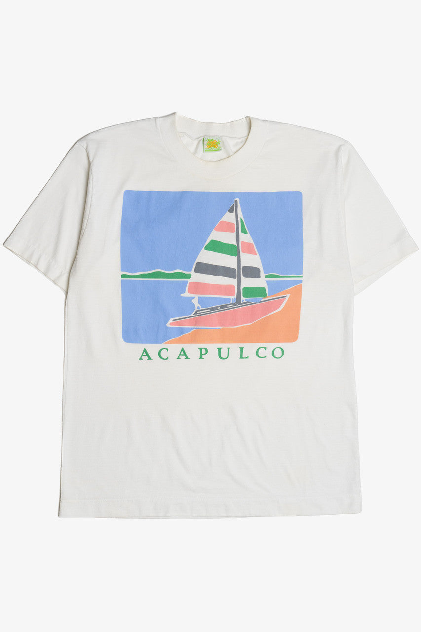 Vintage Acapulco Sailboat Tropical Beach T-Shirt (1990s)