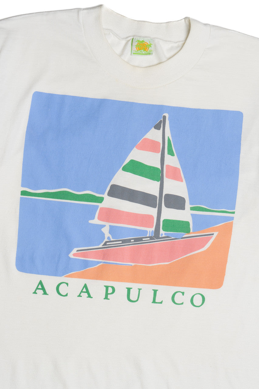 Vintage Acapulco Sailboat Tropical Beach T-Shirt (1990s)