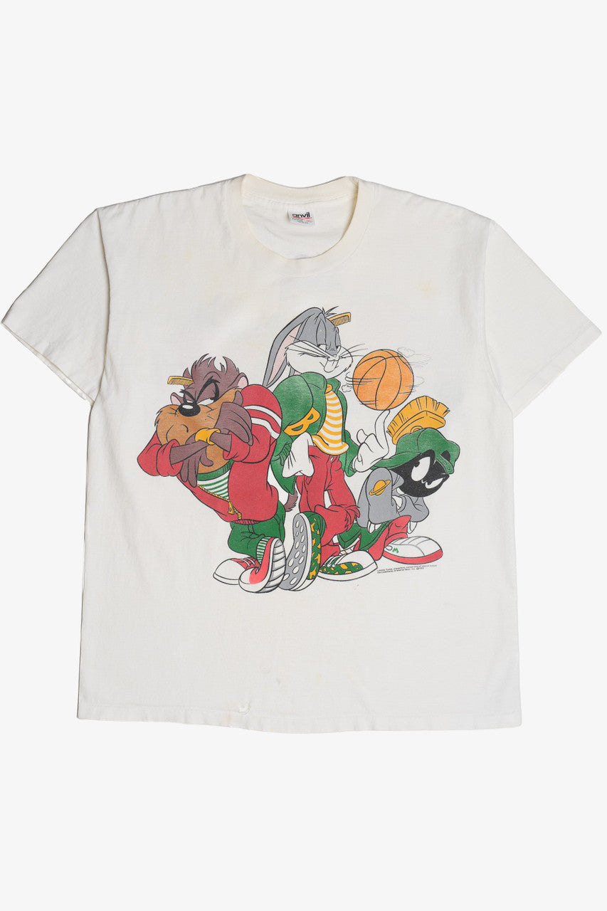 Vintage Looney Tunes Taz Bugs Bunny Marvin The Martian Basketball T-Shirt (1990s)