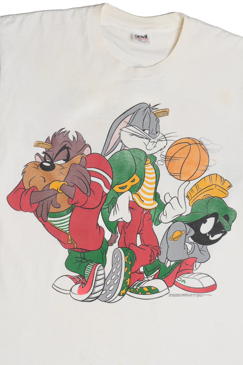 Vintage Looney Tunes Taz Bugs Bunny Marvin The Martian Basketball T-Shirt (1990s)