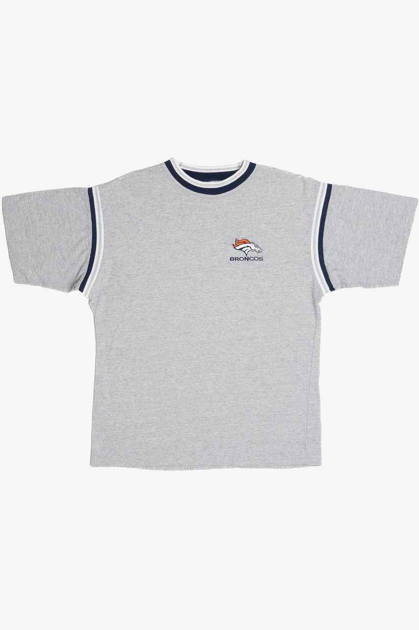 Vintage Broncos Embroidered NFL Mascot Ringer T-Shirt (1990s)