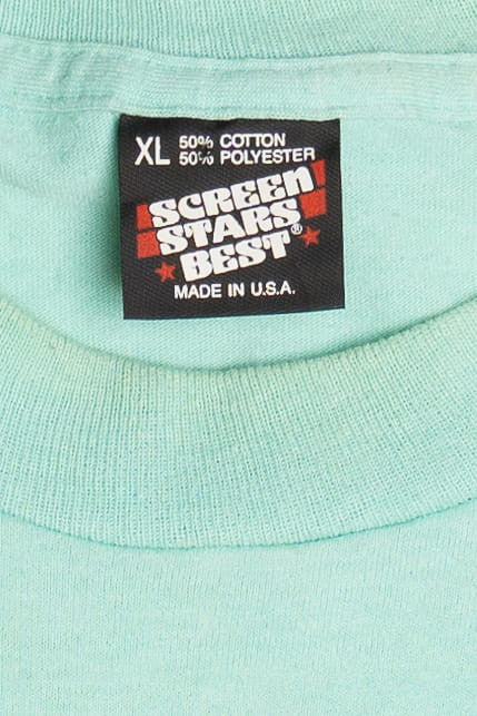Vintage "Life Is Uncertain So Eat Dessert First" Embossed Print T-Shirt (1990s)