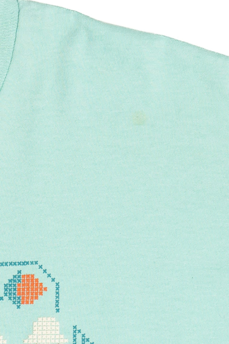 Vintage "Life Is Uncertain So Eat Dessert First" Embossed Print T-Shirt (1990s)