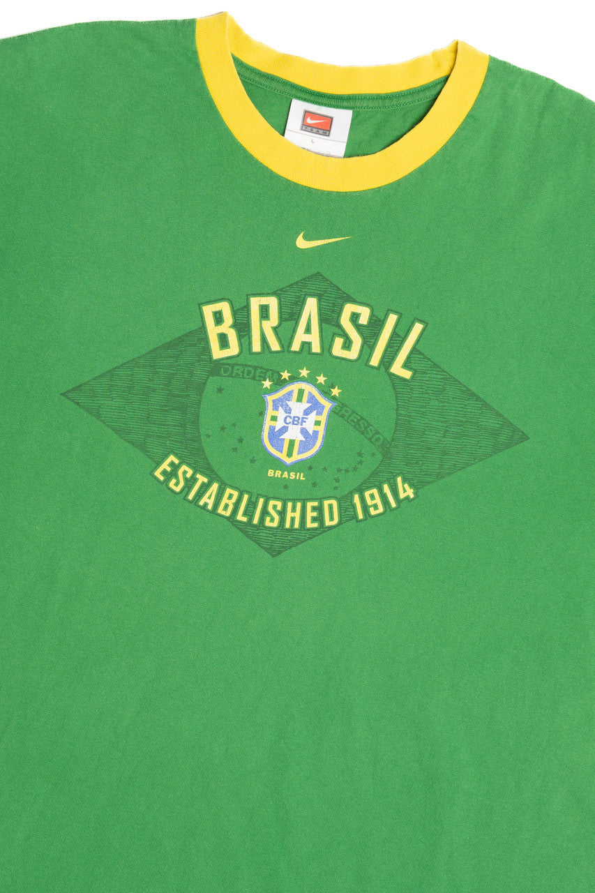 Vintage Brasil CBF Football Confederation Nike Ringer T-Shirt (2000s)