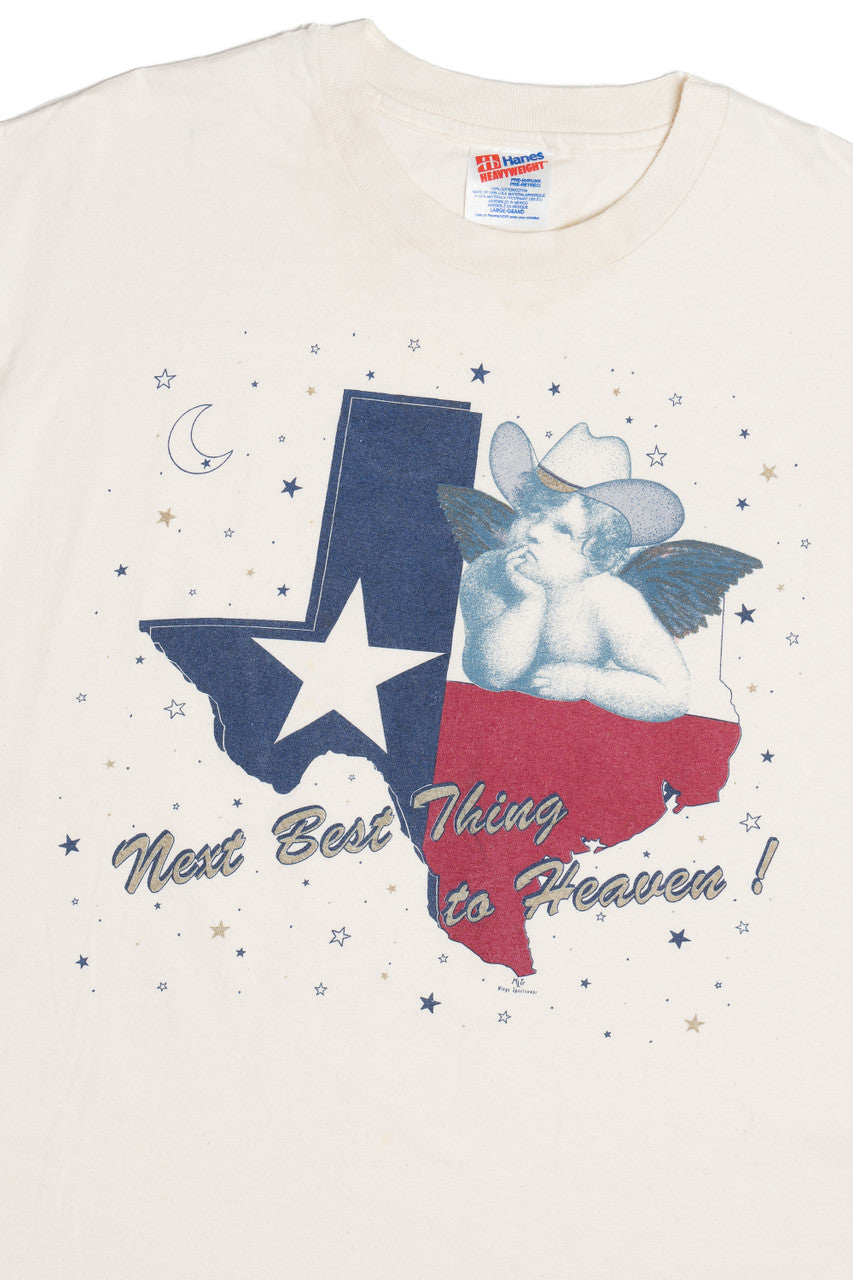 Vintage Texas "Next Best Thing To Heaven" Cowboy Angel T-Shirt (1990s)