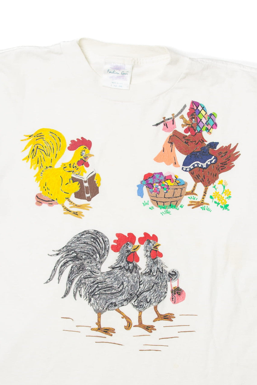 Vintage Domestic Chickens Fashion Gears T-Shirt (1990s)