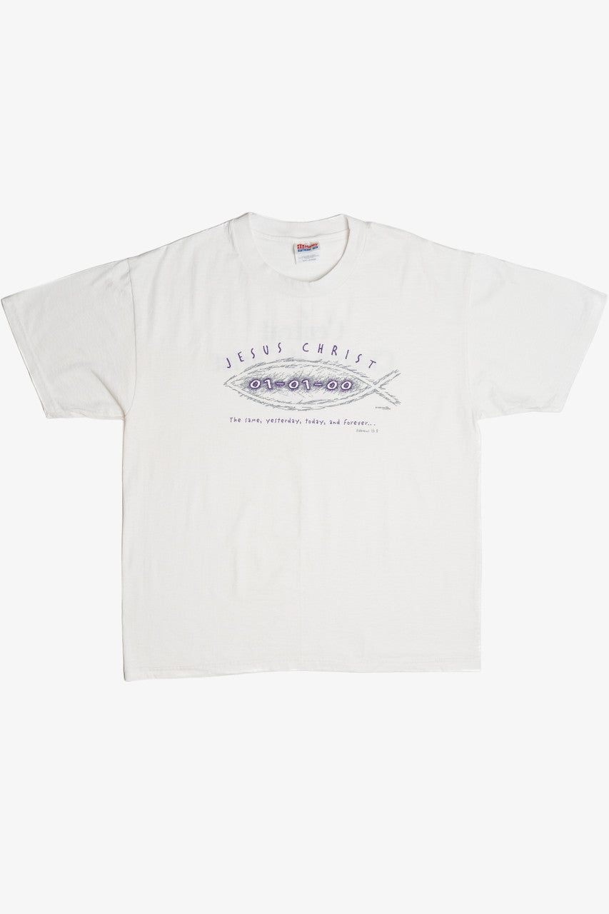 Vintage 01-01-00 Y2K "Jesus Christ" Religious T-Shirt (2000s)