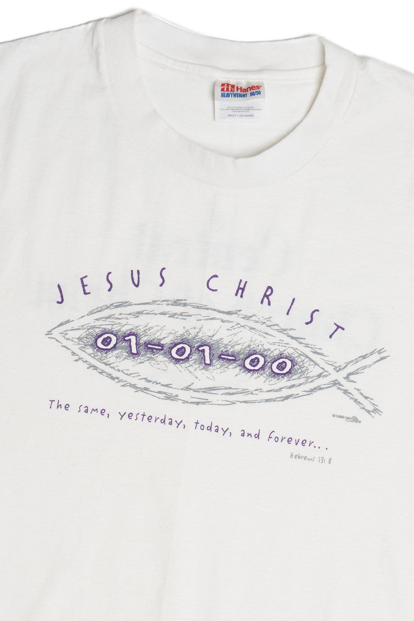 Vintage 01-01-00 Y2K "Jesus Christ" Religious T-Shirt (2000s)