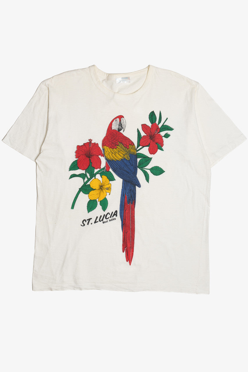 Vintage "St. Lucia" Tropical Parrot T-Shirt (1990s)